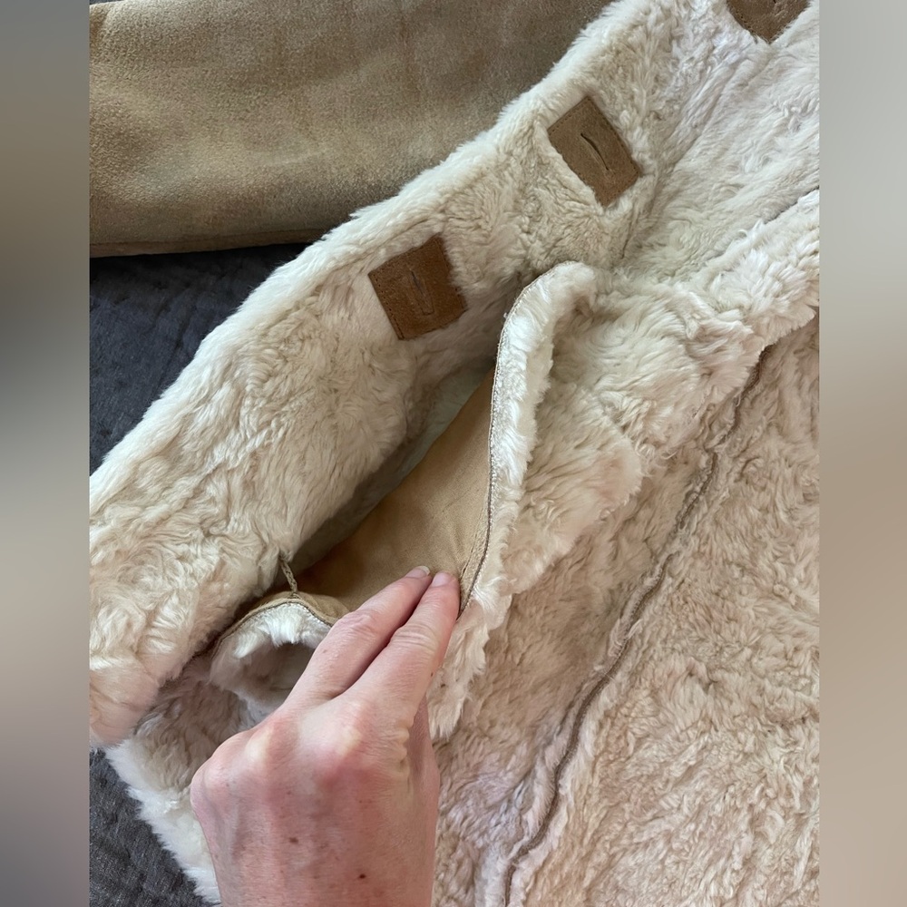 Penny Lane Wilsons Maxima Leather Coat Large Suede Faux Fur Boho Jacket VTG Y2K - Picture 9 of 16